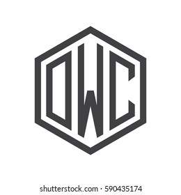 initial three letter logo hexagon black