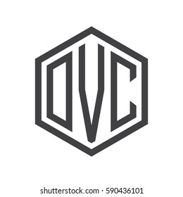 initial three letter logo hexagon black