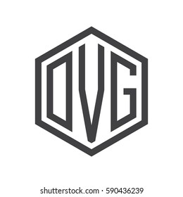 initial three letter logo hexagon black