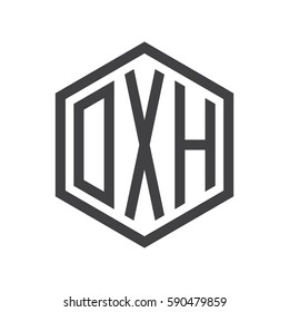 initial three letter logo hexagon black