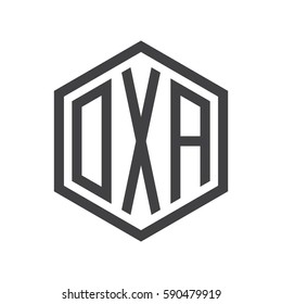initial three letter logo hexagon black