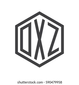 initial three letter logo hexagon black