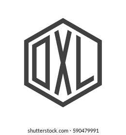 initial three letter logo hexagon black