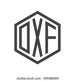 initial three letter logo hexagon black