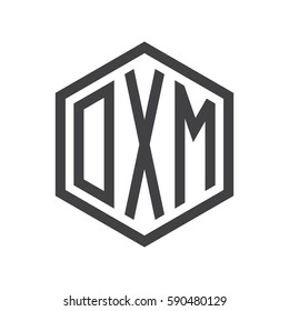 initial three letter logo hexagon black