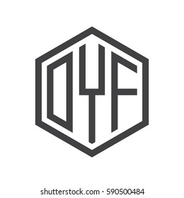 initial three letter logo hexagon black