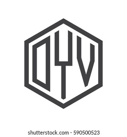 initial three letter logo hexagon black