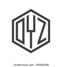 initial three letter logo hexagon black