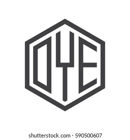 initial three letter logo hexagon black