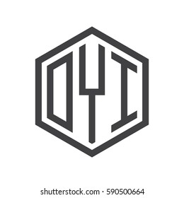 initial three letter logo hexagon black