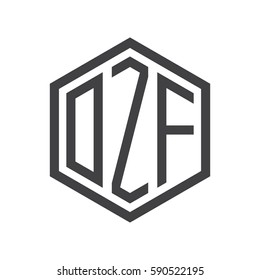 initial three letter logo hexagon black