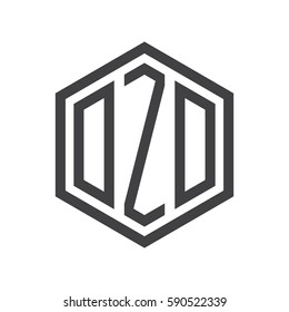 initial three letter logo hexagon black
