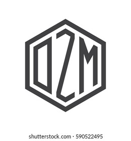 initial three letter logo hexagon black