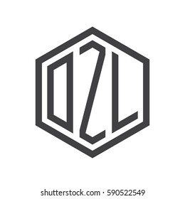 initial three letter logo hexagon black