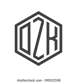 initial three letter logo hexagon black