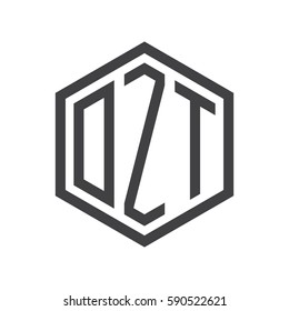 initial three letter logo hexagon black