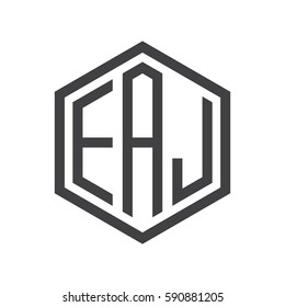initial three letter logo hexagon black
