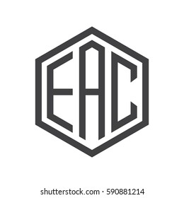 initial three letter logo hexagon black