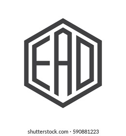 initial three letter logo hexagon black
