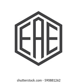 initial three letter logo hexagon black