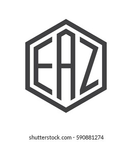 initial three letter logo hexagon black
