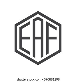 initial three letter logo hexagon black