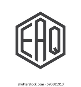 initial three letter logo hexagon black