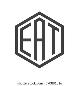 initial three letter logo hexagon black