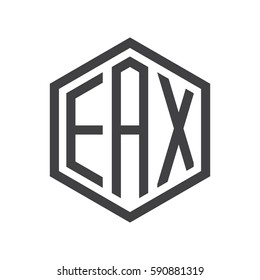 initial three letter logo hexagon black