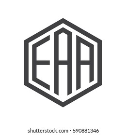 initial three letter logo hexagon black