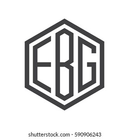 initial three letter logo hexagon black