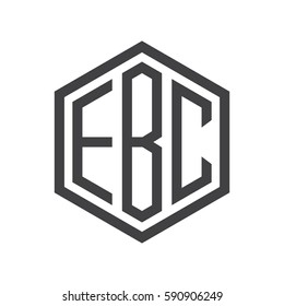 initial three letter logo hexagon black