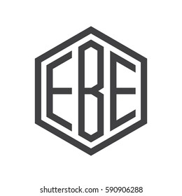 initial three letter logo hexagon black