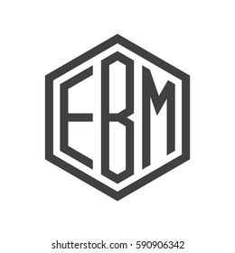 initial three letter logo hexagon black
