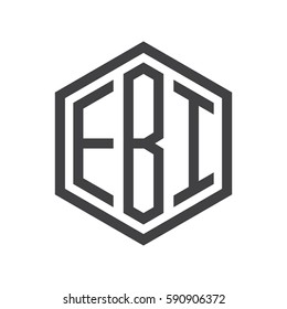 initial three letter logo hexagon black