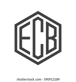 initial three letter logo hexagon black
