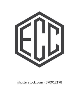 initial three letter logo hexagon black