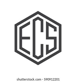 initial three letter logo hexagon black