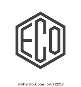 initial three letter logo hexagon black