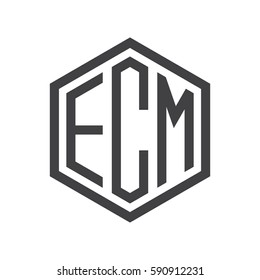 initial three letter logo hexagon black
