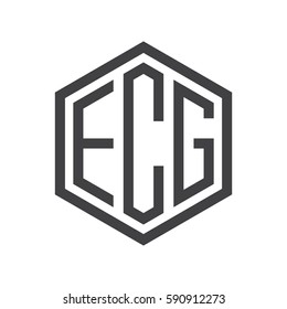 initial three letter logo hexagon black