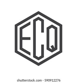 initial three letter logo hexagon black