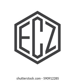 initial three letter logo hexagon black