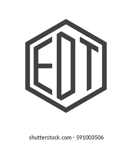 initial three letter logo hexagon black