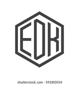 initial three letter logo hexagon black