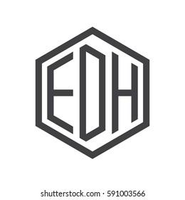 initial three letter logo hexagon black