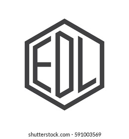 initial three letter logo hexagon black