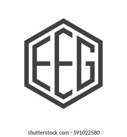 initial three letter logo hexagon black