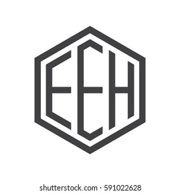 initial three letter logo hexagon black
