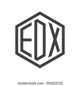 initial three letter logo hexagon black